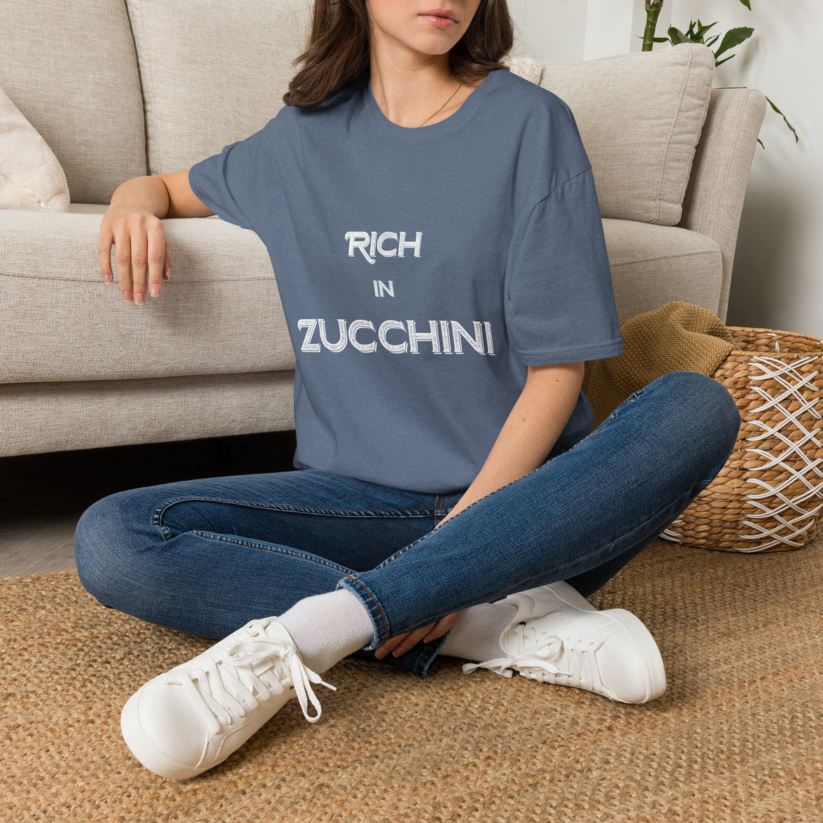 T-Shirt — "Rich in Zucchini" Funny Gardening Tee for Veggie Lovers