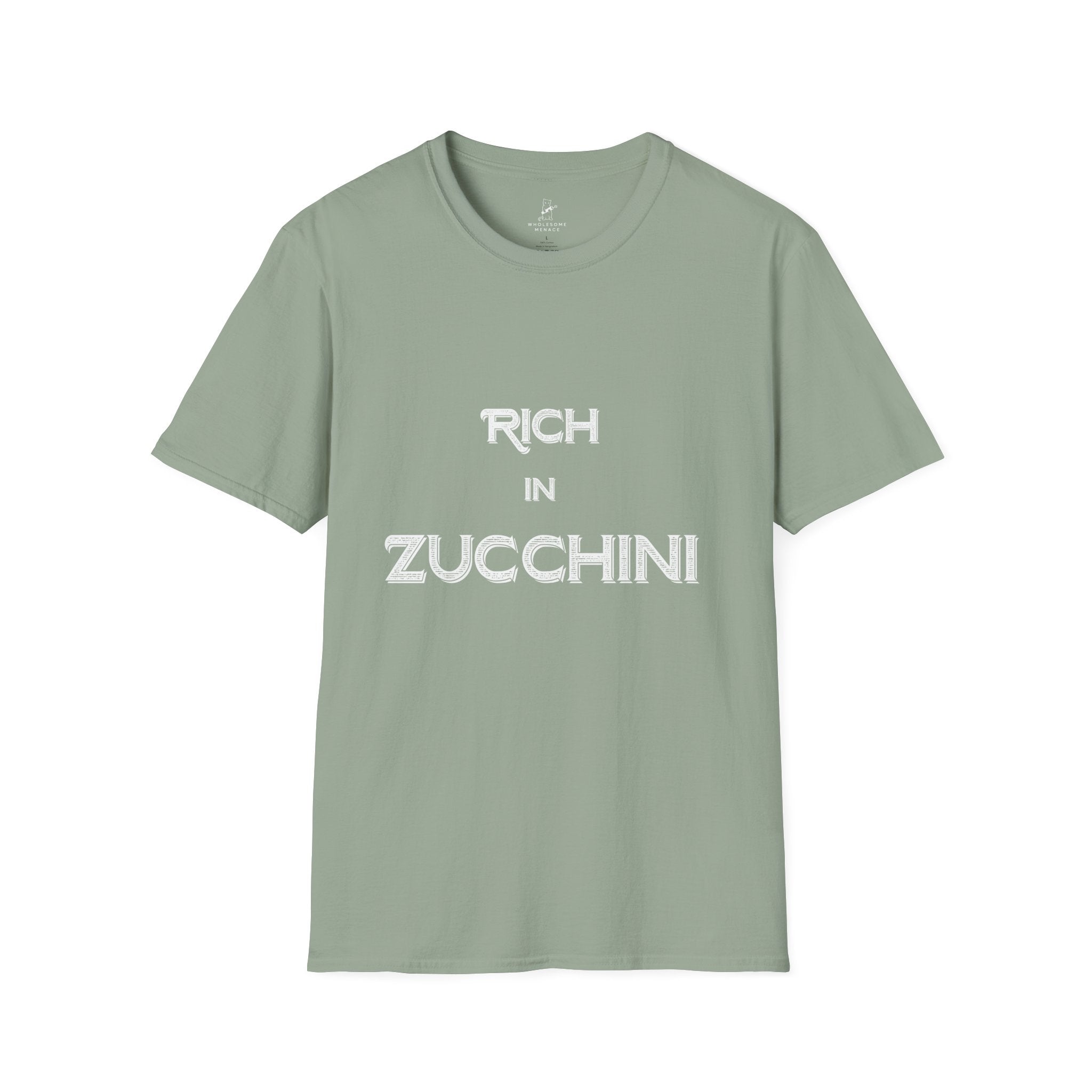 T-Shirt — "Rich in Zucchini" Funny Gardening Tee for Veggie Lovers
