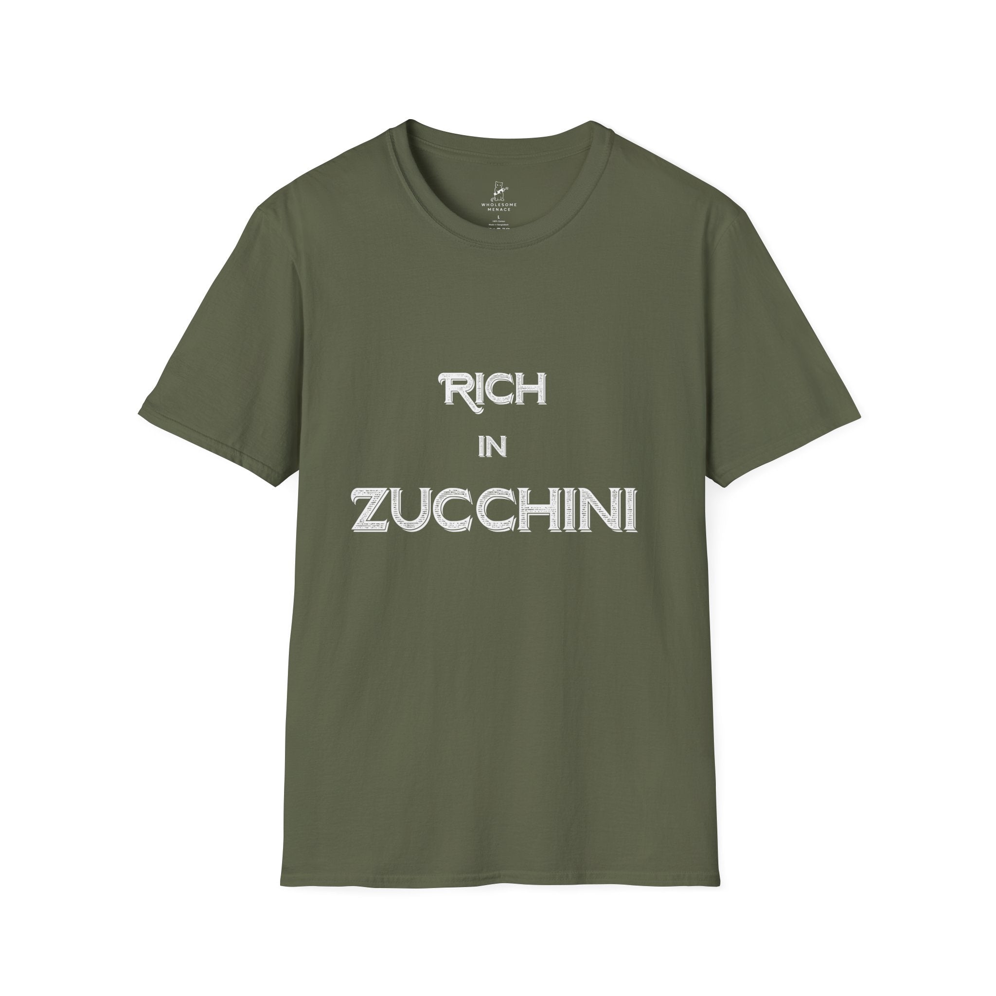 T-Shirt — "Rich in Zucchini" Funny Gardening Tee for Veggie Lovers