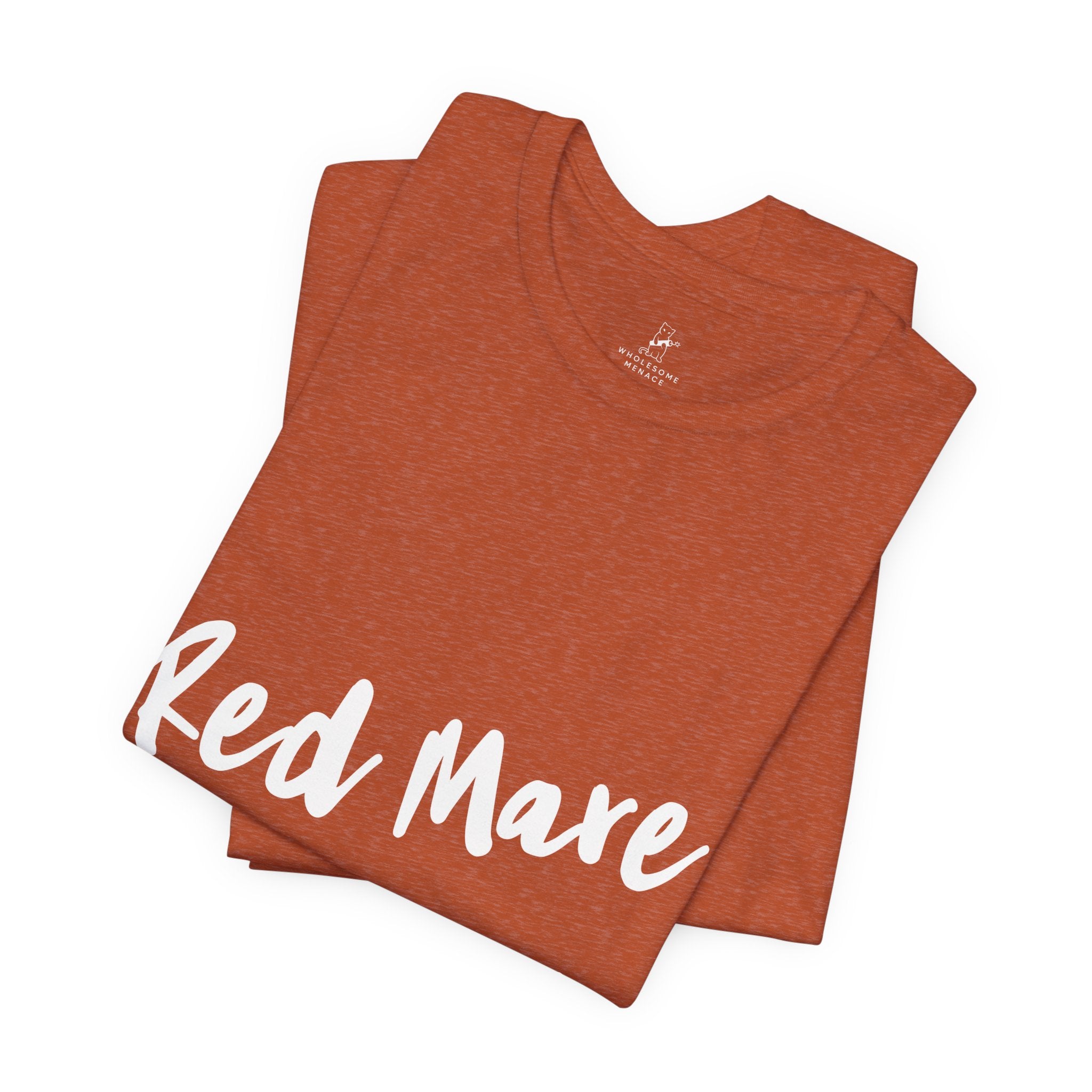 Fiery Red Mare Graphic Tee | Horse-Themed Script T-shirt