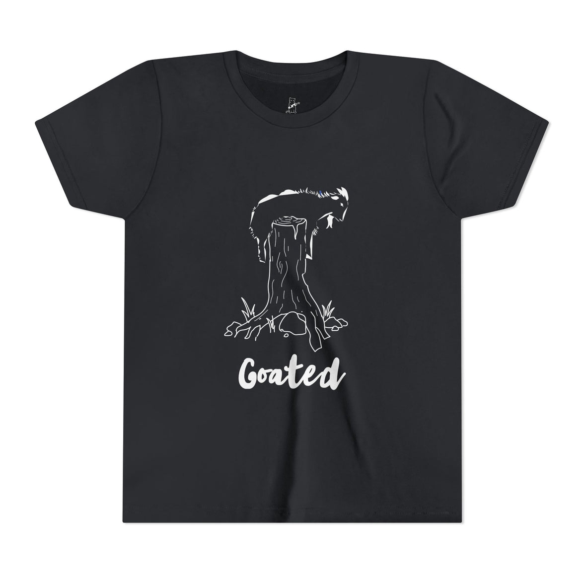 Goated Youth Tee — Kid’s 'Goat on a Stump' Silhouette Graphic T-Shirt