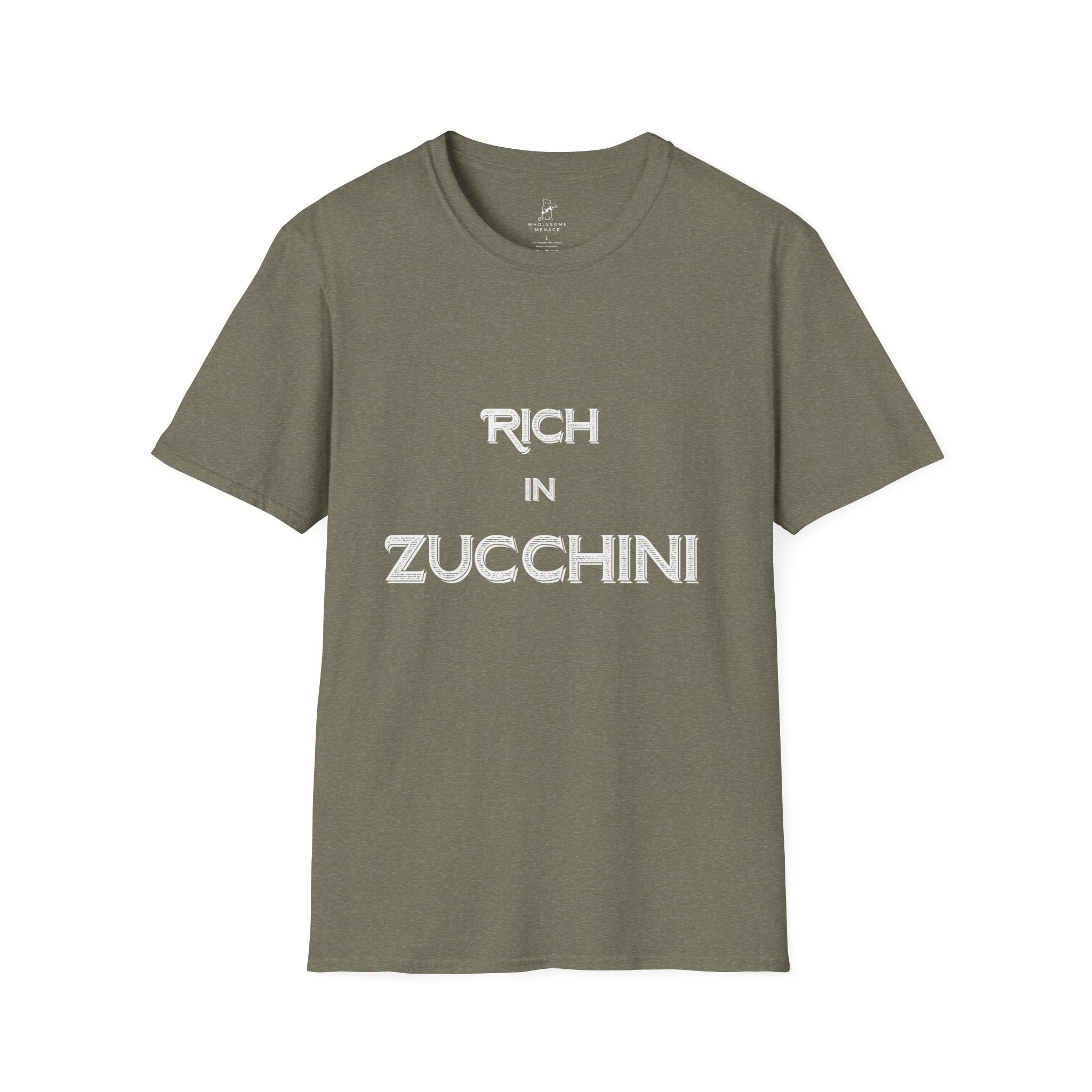 T-Shirt — "Rich in Zucchini" Funny Gardening Tee for Veggie Lovers