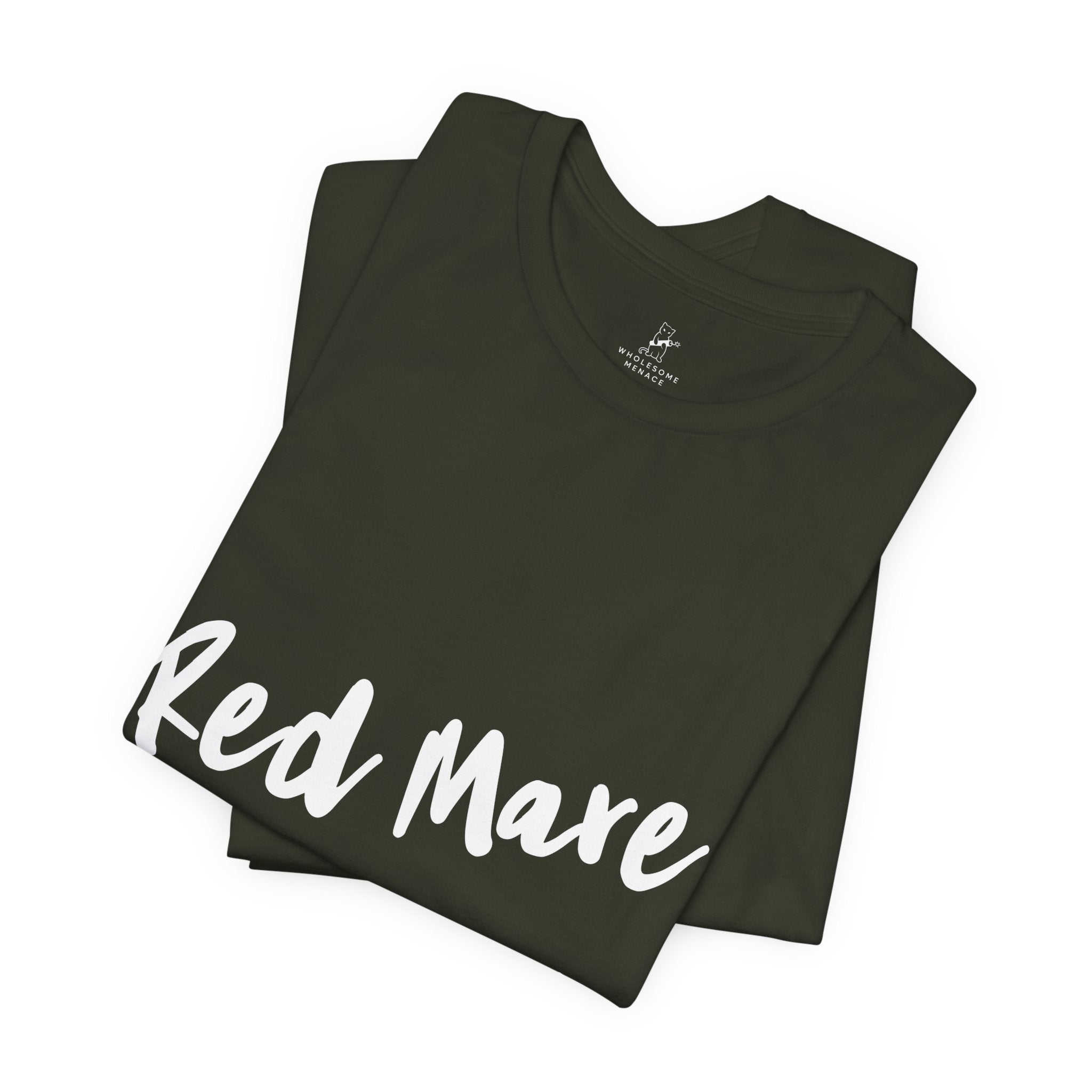 Fiery Red Mare Graphic Tee | Horse-Themed Script T-shirt